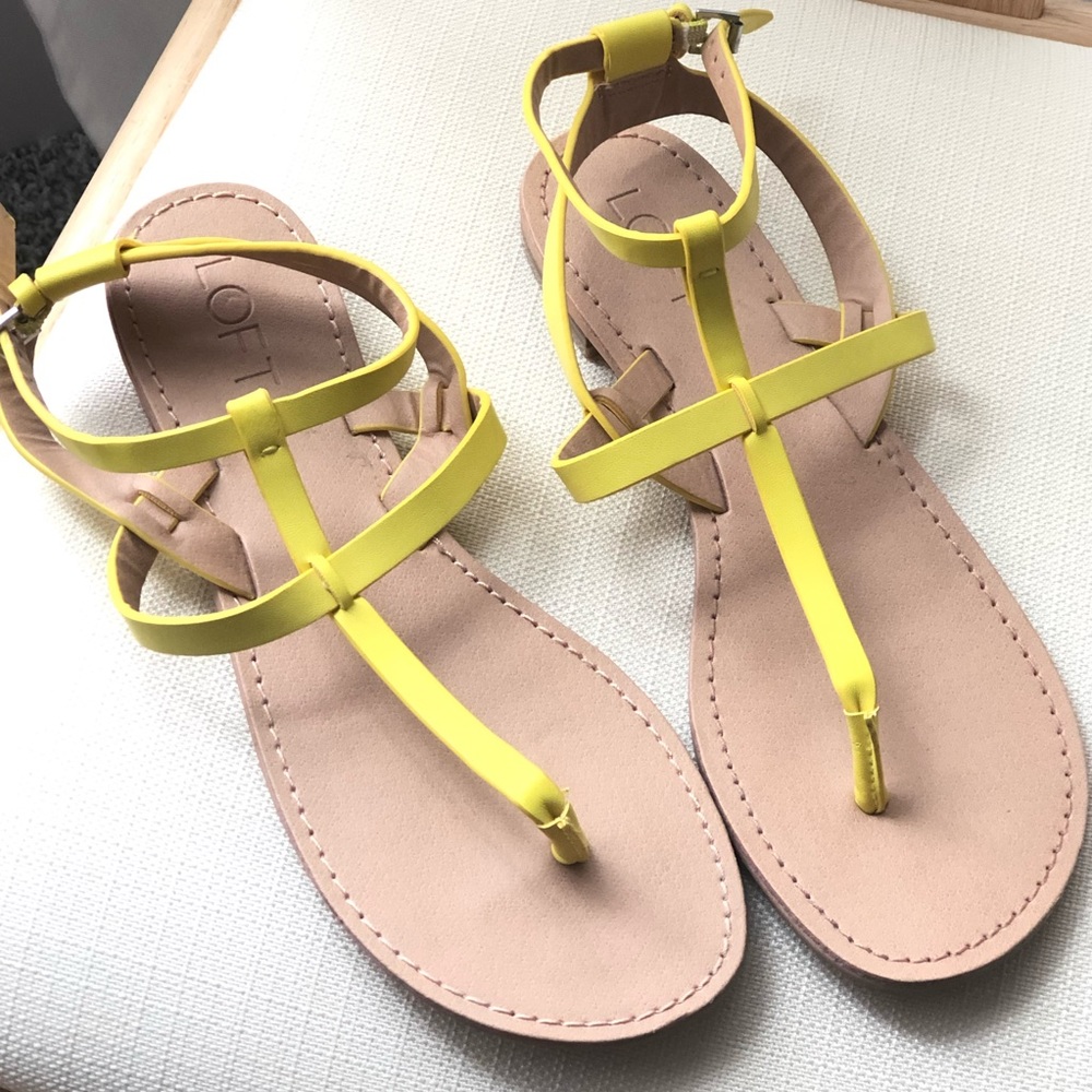 LOFT Strappy Yellow Sandals Size 7